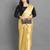 Gold plain satin saree with blouse