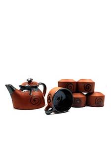 Esvar Stonecraft Handmade Ceramic Cotted Terracotta Coffee Or Tea Complete Set