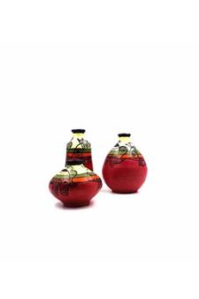 ESVAR STONECRAFT Present A Terracotta Earthenware Handpainted Terracotta Multi Colour Flower Vase Set of 3 pcs