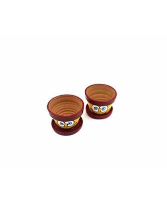 ESVAR STONECRAFT Present A Terracotta Hand Painted Decorative Multi Colour Pot for Artificial Planter Set of 2 pcs 1