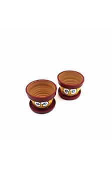 ESVAR STONECRAFT Present A Terracotta Hand Painted Decorative Multi Colour Pot for Artificial Planter Set of 2 pcs