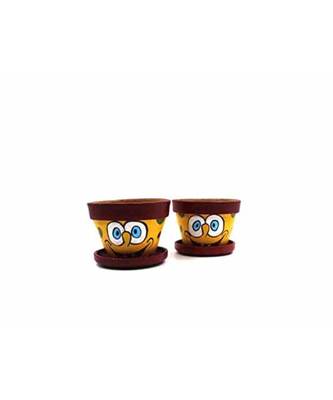 ESVAR STONECRAFT Present A Terracotta Hand Painted Decorative Multi Colour Pot for Artificial Planter Set of 2 pcs 3