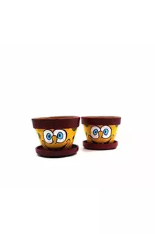 ESVAR STONECRAFT Present A Terracotta Hand Painted Decorative Multi Colour Pot for Artificial Planter Set of 2 pcs