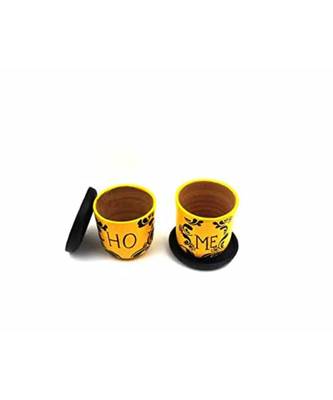 ESVAR STONECRAFT Present A Terracotta Hand Painted Decorative Multi Colour Pot for Artificial Planter Set of 2 pcs 1