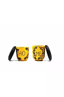 ESVAR STONECRAFT Present A Terracotta Hand Painted Decorative Multi Colour Pot for Artificial Planter Set of 2 pcs