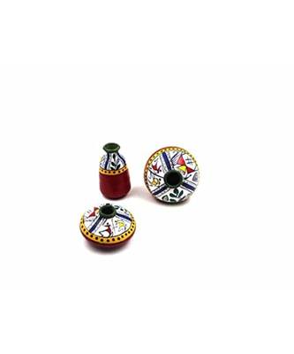 ESVAR STONECRAFT Present A Terracotta Hand Painted Decorative Pot in Red Multicolour Set of 3 pcs 1