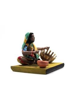 ESVAR STONECRAFT Handmade Terracotta Scupluture of Basket Making Lady Decorative Show Piece