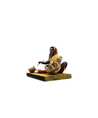ESVAR STONECRAFT Handmade Terracotta Scupluture of Basket Making Lady Decorative Show Piece 2
