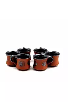 Esvar Stonecraft Handmade Ceramic Cotted Inside Terracotta Coffee Cup