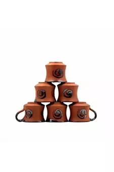 Esvar Stonecraft Handmade Ceramic Cotted Inside Terracotta Coffee Cup