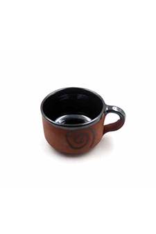 Esvar Stonecraft Handmade Ceramic Cotted Inside Terracotta Coffee Cup with Dynamic Colour