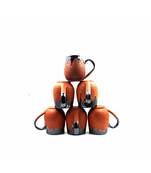 Esvar Stonecraft Handmade Ceramic Cotted Terracotta Coffee Mug Set of Six pcs with Traditional Bricks Design