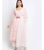 English Rose Anarkali with Straight Palazzo and Dupatta