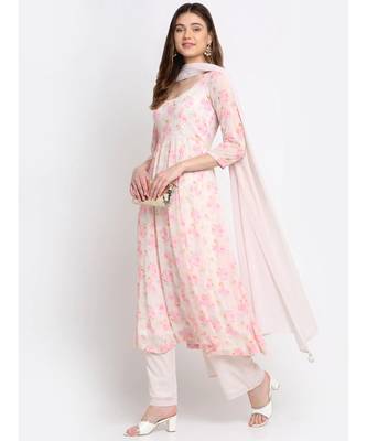 English Rose Anarkali with Straight Palazzo and Dupatta 3