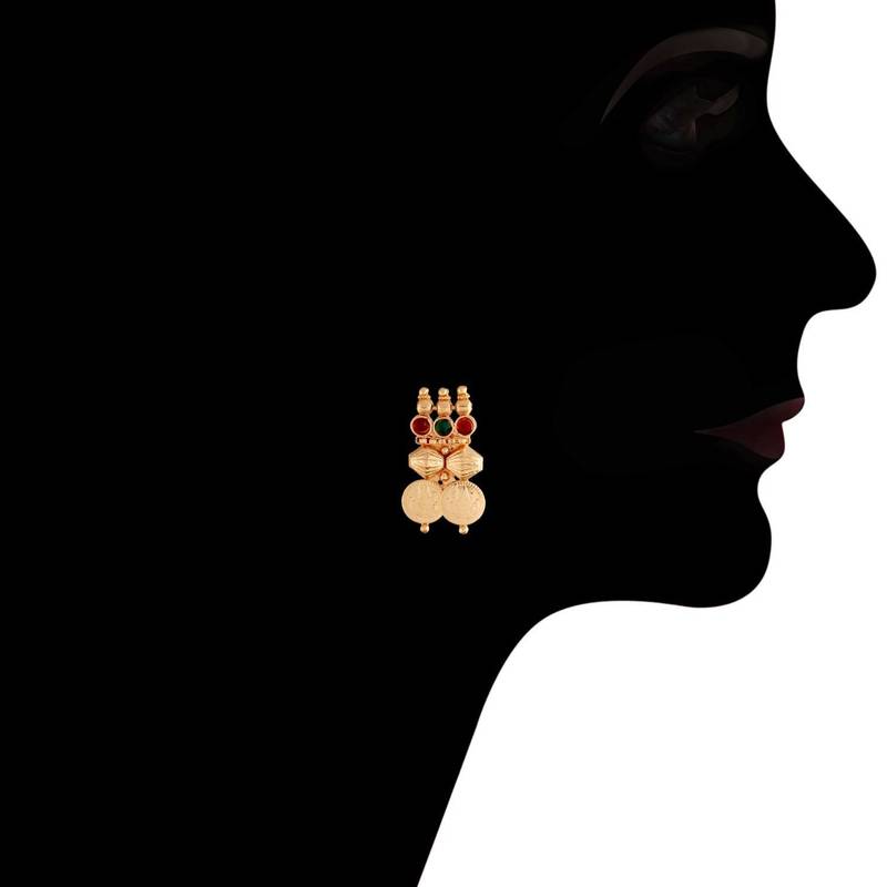 Traditional South Indian Stylish Golden Necklace with Earrings for Women & Girls 