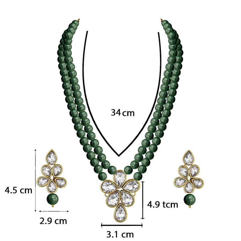 Traditional Kundan & Pearl Studded Necklace Jewellery Set For Women 