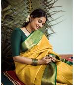 MAHATI Yellow Handloom Zari Silk Sarees with blouse