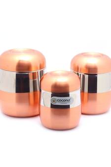 Storage Containers with Copper Finish ideal for spices or teaCoffeeSugar  Set of 3 Stainless Steel  400ml  600ml 850ml