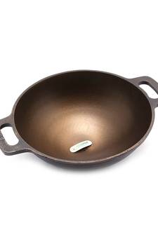 26cm pre seasoned with 100% vegetable oil golden finish food grade