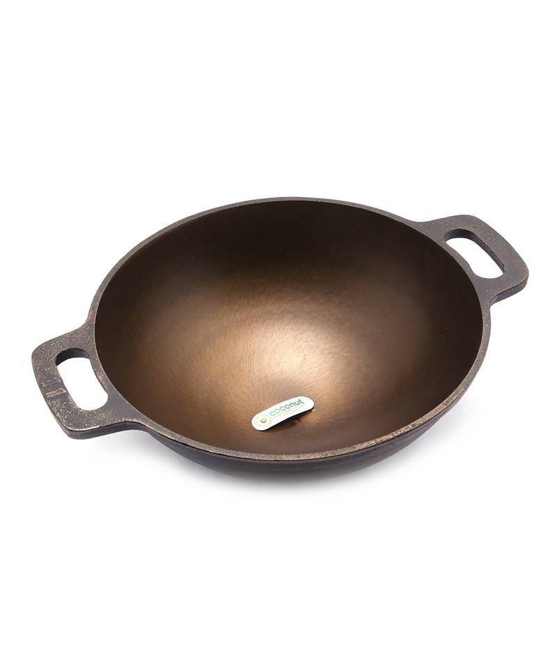 28cm pre seasoned with 100% vegetable oil golden finish food grade