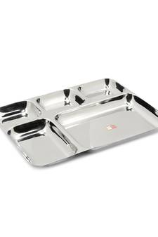 KCL stainless Steel Partition Plate heavy guage Mirror Finish  Bhojan Plate  Model  Pratham 5 in1  1 Unit