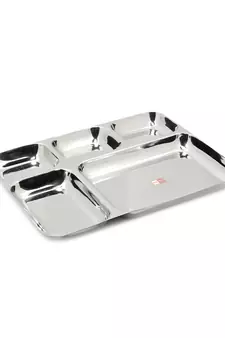 KCL stainless Steel Partition Plate heavy guage Mirror Finish  Bhojan Plate  Model  Pratham 5 in1  1 Unit