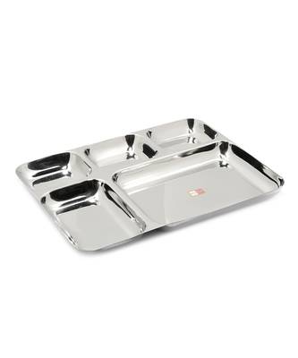 KCL stainless Steel Partition Plate heavy guage Mirror Finish  Bhojan Plate  Model  Pratham 5 in1  set of 6 1