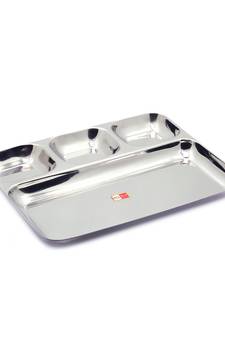 KCL stainless Steel Partition Plate heavy guage Mirror Finish  Bhojan Plate  Model  Nirvi 4 in1  set of 6