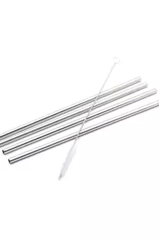 KCL Straws with Case and Cleaning Brush 4Pack Stainless Steel Metal Bubble Tea Straw for SmoothieMilkshakesTapioca