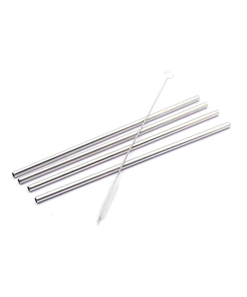 KCL Straws with Case and Cleaning Brush 4Pack Stainless Steel Metal Bubble Tea Straw for SmoothieMilkshakesTapioca