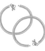 Vighnaharta Traditional White Metal Anklets Payal Pair for Women Girls  [VFJ1001PYL]