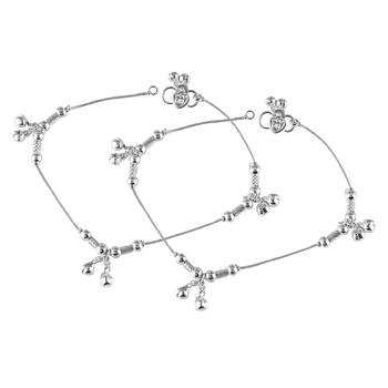 Vighnaharta Traditional White Metal Anklets Payal Pair for Women Girls  [VFJ1011PYL] 1