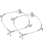 Vighnaharta Traditional White Metal Anklets Payal Pair for Women Girls  [VFJ1011PYL]