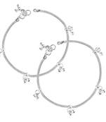 Vighnaharta Traditional White Metal Anklets Payal Pair for Women Girls  [VFJ1012PYL]