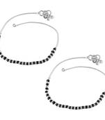Vighnaharta Traditional White /Black Metal Anklets Payal Pair for Women Girls  [VFJ1016PYL]