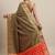 Green woven banarasi silk saree with blouse