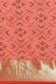 Peach woven banarasi silk saree with blouse