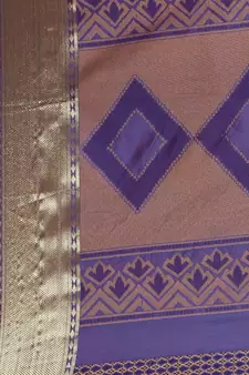 Peach woven banarasi silk saree with blouse