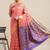 Peach woven banarasi silk saree with blouse