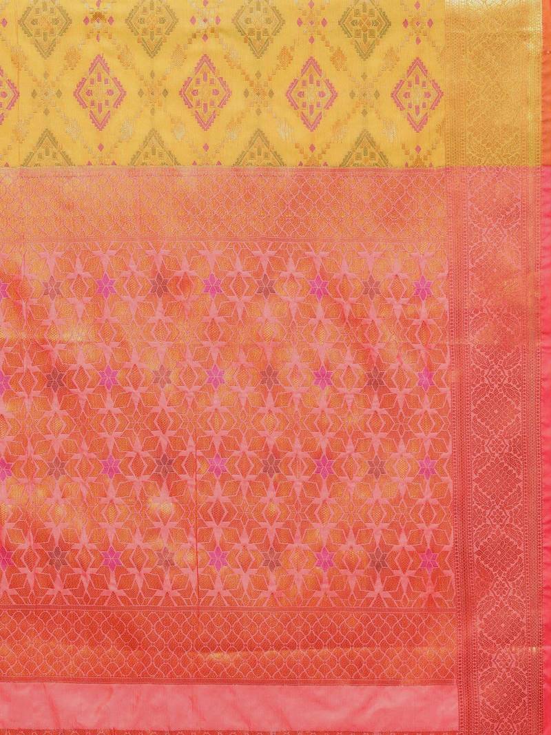 Mehendi woven banarasi silk saree with blouse