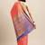 Dark peach woven banarasi silk saree with blouse