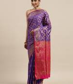 Purple woven banarasi silk saree with blouse