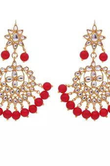 Traditional Gold Plated Pearl & Kundan Maang Tikka With Earring Set