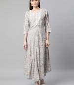 Grey printed chiffon ethnic-kurtis