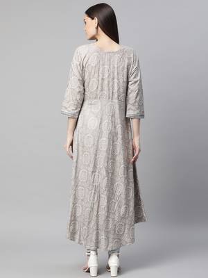 Grey printed chiffon ethnic-kurtis 4
