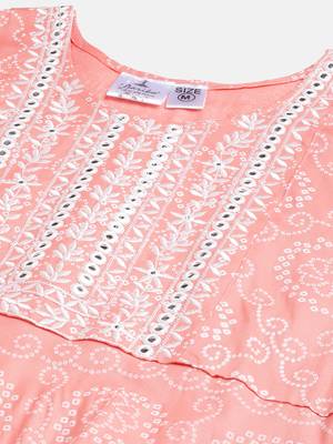 Peach printed chiffon ethnic-kurtis 5