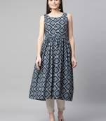Blue printed cotton ethnic-kurtis