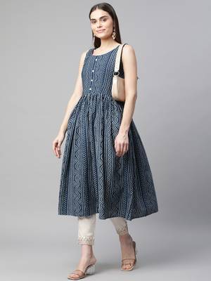 Blue printed cotton ethnic-kurtis 2