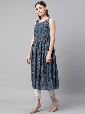 Blue printed cotton ethnic-kurtis 3