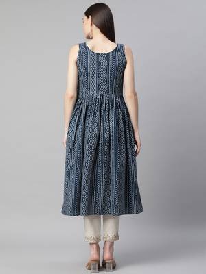 Blue printed cotton ethnic-kurtis 4